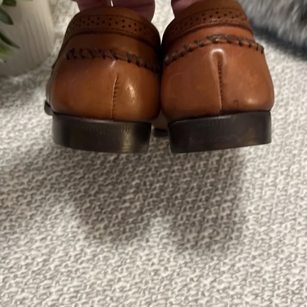 Bob Roy Collection Kids Slip On Tan Light Brown Leather Wingtip Loafers Sz 1